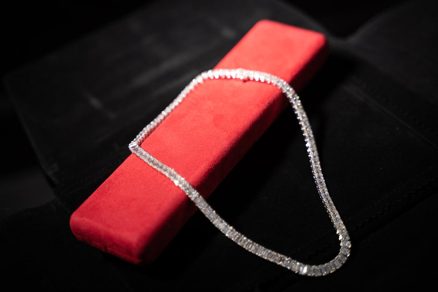Natural Emerald Cut Diamond Necklace 祖母綠切割鑽石頸鍊