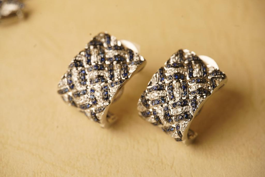 Blue Sapphire And Diamond Bracelet And Earrings Set 藍寶石配鑽石 手鍊和耳環 套裝