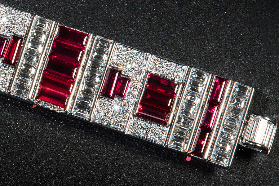 Mozambique Ruby Bracelet 莫桑比克方形紅寶石配鑽石手鍊