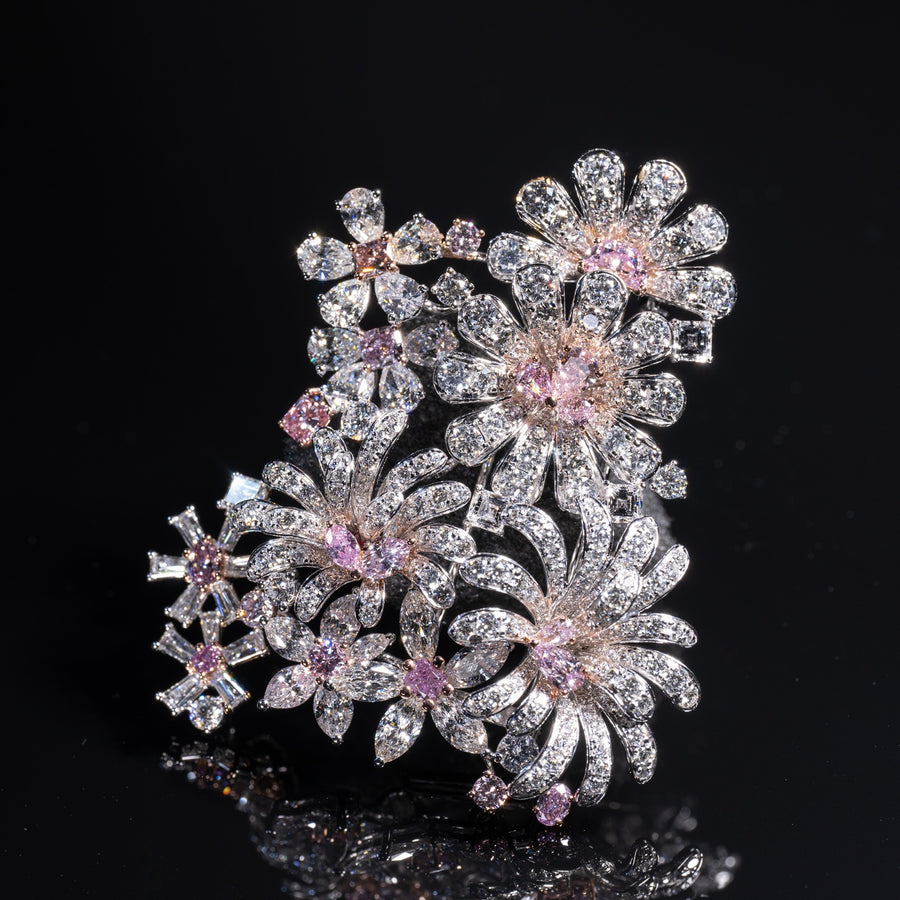 Natural Pink & Colourless Diamond ' Fire-work' Brooch 天氣粉紅鑽石'煙花'胸針