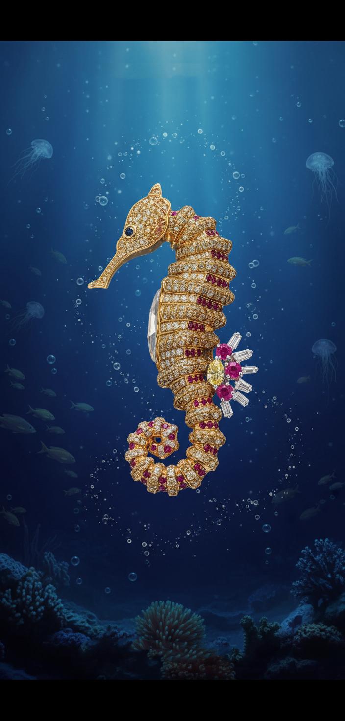 ''Sea Horse'' Diamond Brooch ''海馬''鑽石胸針