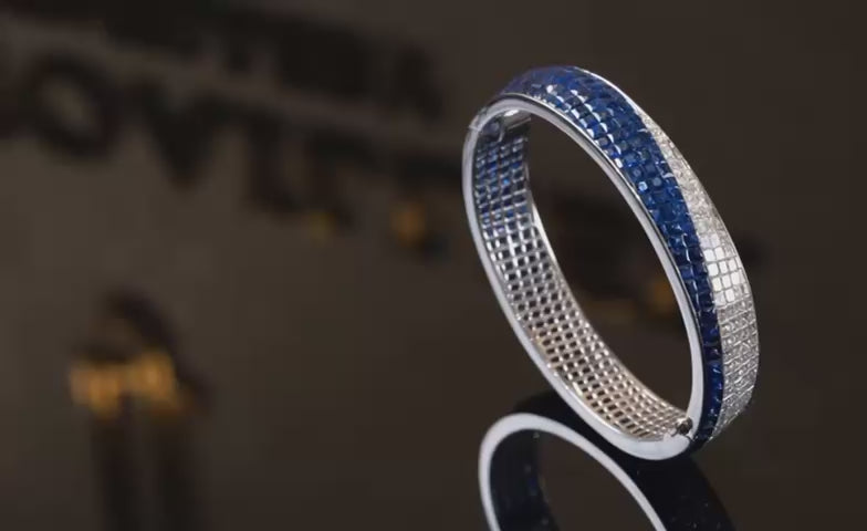 Natural Blue Sapphire & Diamond Bangle 天然藍寶石及鑽石手額