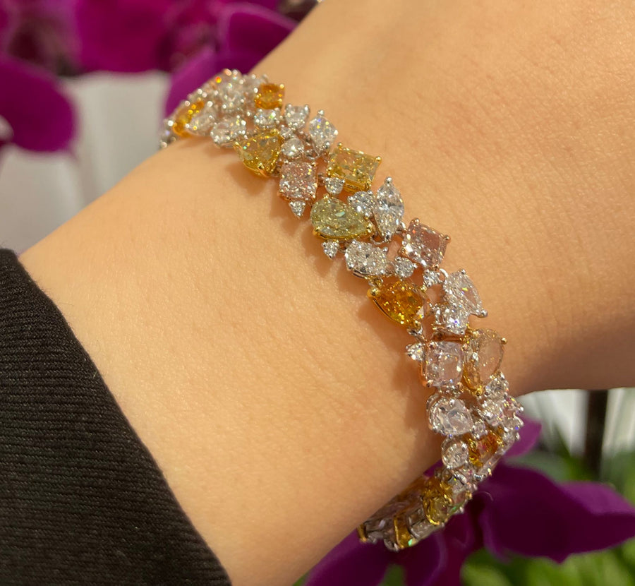 Beautiful natural colour diamond bracelet 漂亮什色什形鑽石手鍊