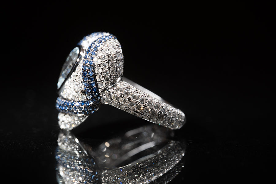 Aquamarine Diamonds Ring 海藍寶及鑽石戒指￼