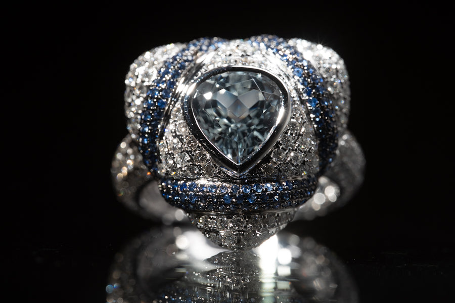 Aquamarine Diamonds Ring 海藍寶及鑽石戒指￼