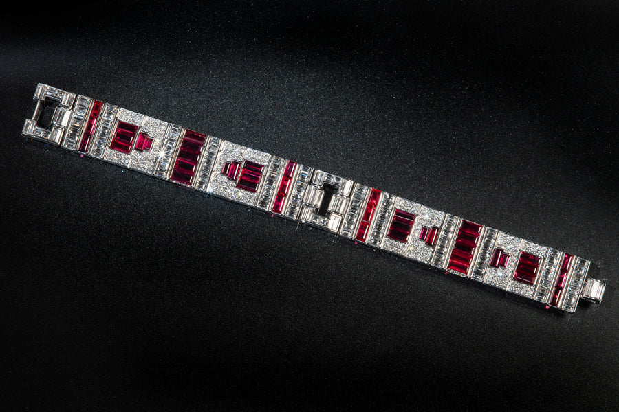 Mozambique Ruby Bracelet 莫桑比克方形紅寶石配鑽石手鍊