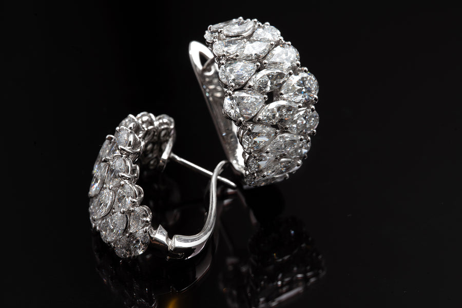 Pear shape brilliant cut diamond loop earrings