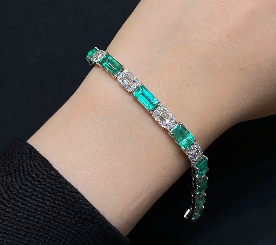 Green Emerald & Diamond Bracelet 綠寶石及鑽石手鍊