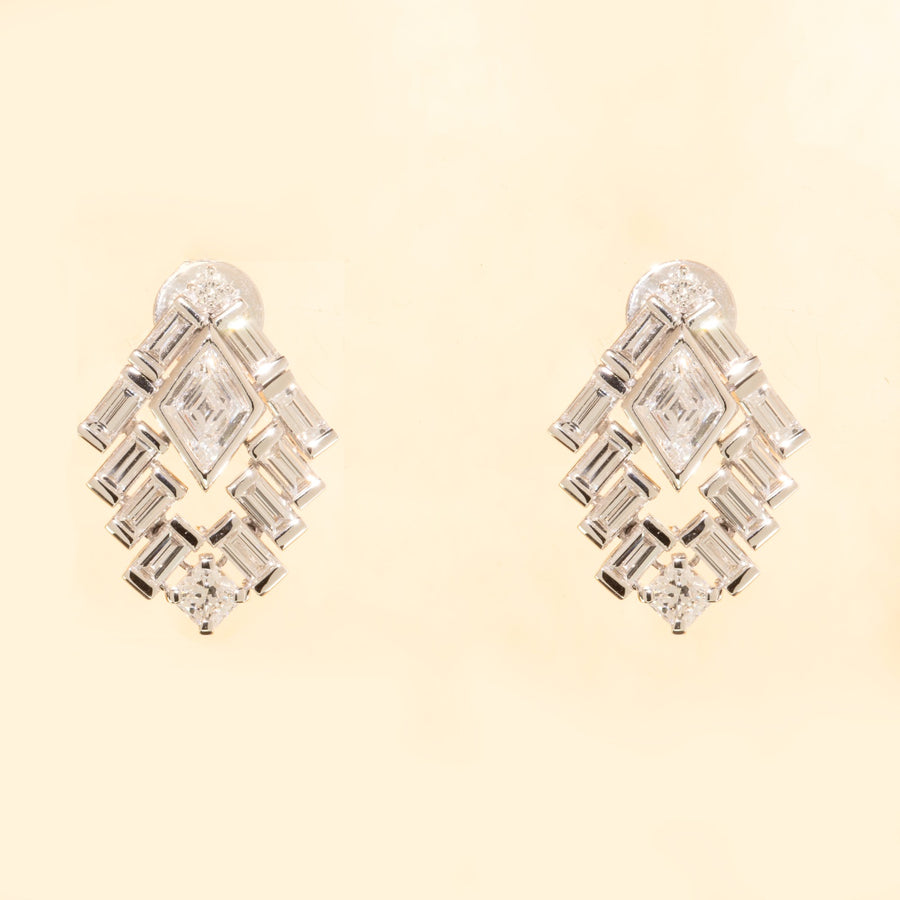 Kite Shape , Radiant & Baguette Diamond Earrings 風箏 , 正及長方形鑽石耳環