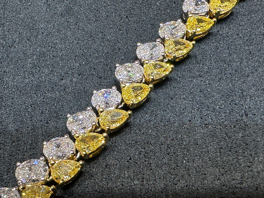 Fancy Yellow & Collection Color Pear Shape Brilliant Cut Diamond Bracelet
