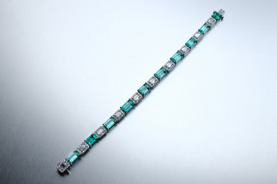 Green Emerald & Diamond Bracelet 綠寶石及鑽石手鍊