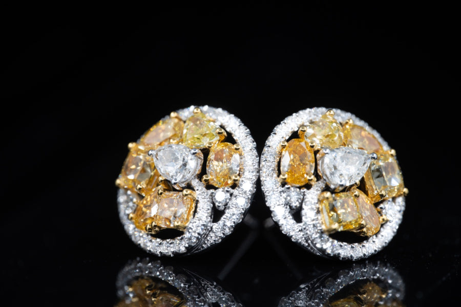Natural Fancy Colour Diamond Stud Earrings  天然多色鑽石耳插