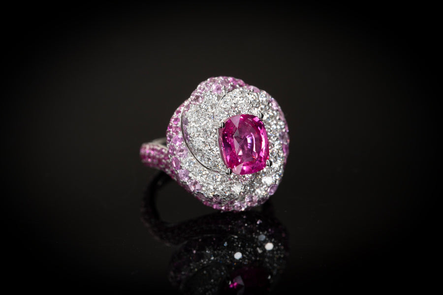 No Heated Pink Sapphire & Diamond Ring  無燒粉紅藍寶石及鑽石戒指