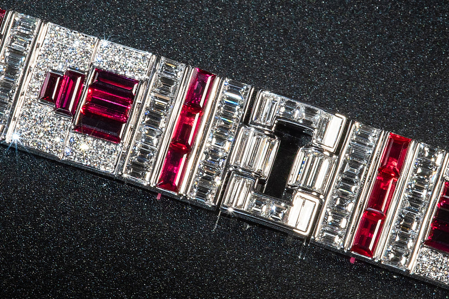 Mozambique Ruby Bracelet 莫桑比克方形紅寶石配鑽石手鍊