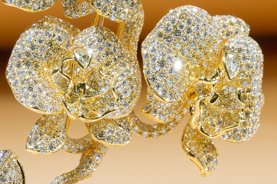 ''Orchids'' Inspired Yellow Color Diamond Brooch ''蘭花''黃色鑽石胸針